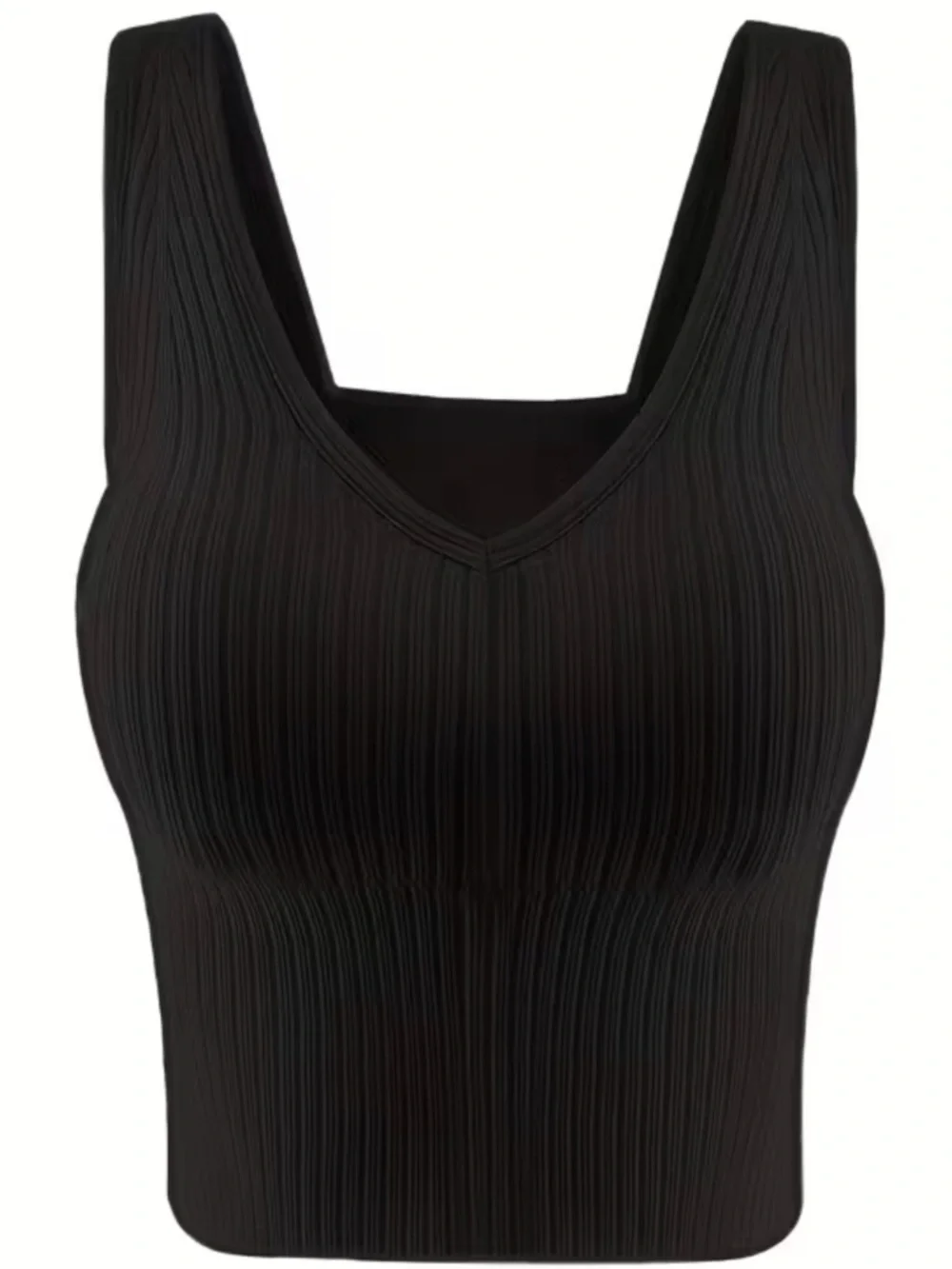 NWOT Black Ribbed Tank Top Padded Bralette Small - Picture 1 of 9
